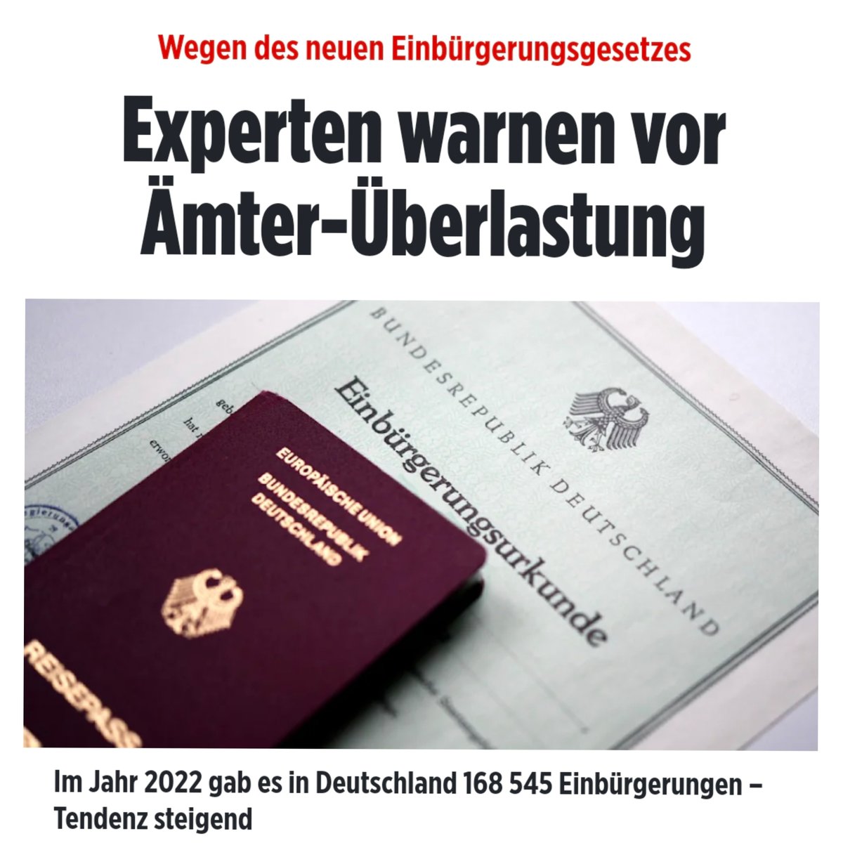 m.bild.de/politik/inland…
Seit Jahren wird der dt. Pass immer beliebter. Jetzt rechnen Experten mit einem regelrechten Boom bei Einbürgerungen. Besonders bei Syrern. 
Dann stimmt auch die #Kriminalitätsstatistik wieder.
Seht her - die Deutschen sind ja auch so. #Einbürgerungsgesetz