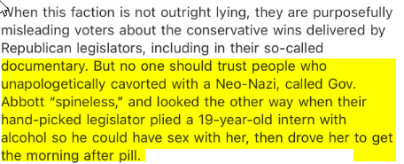 HunterBonner's tweet photo. Recently, @texasscorecard, formerly Empower Texans, released their "documentary" called "Hubris".  I watched this "film" and the highlighted portion below cannot be emphasized enough.

READ ON https://t.co/JoH5kz5sAD