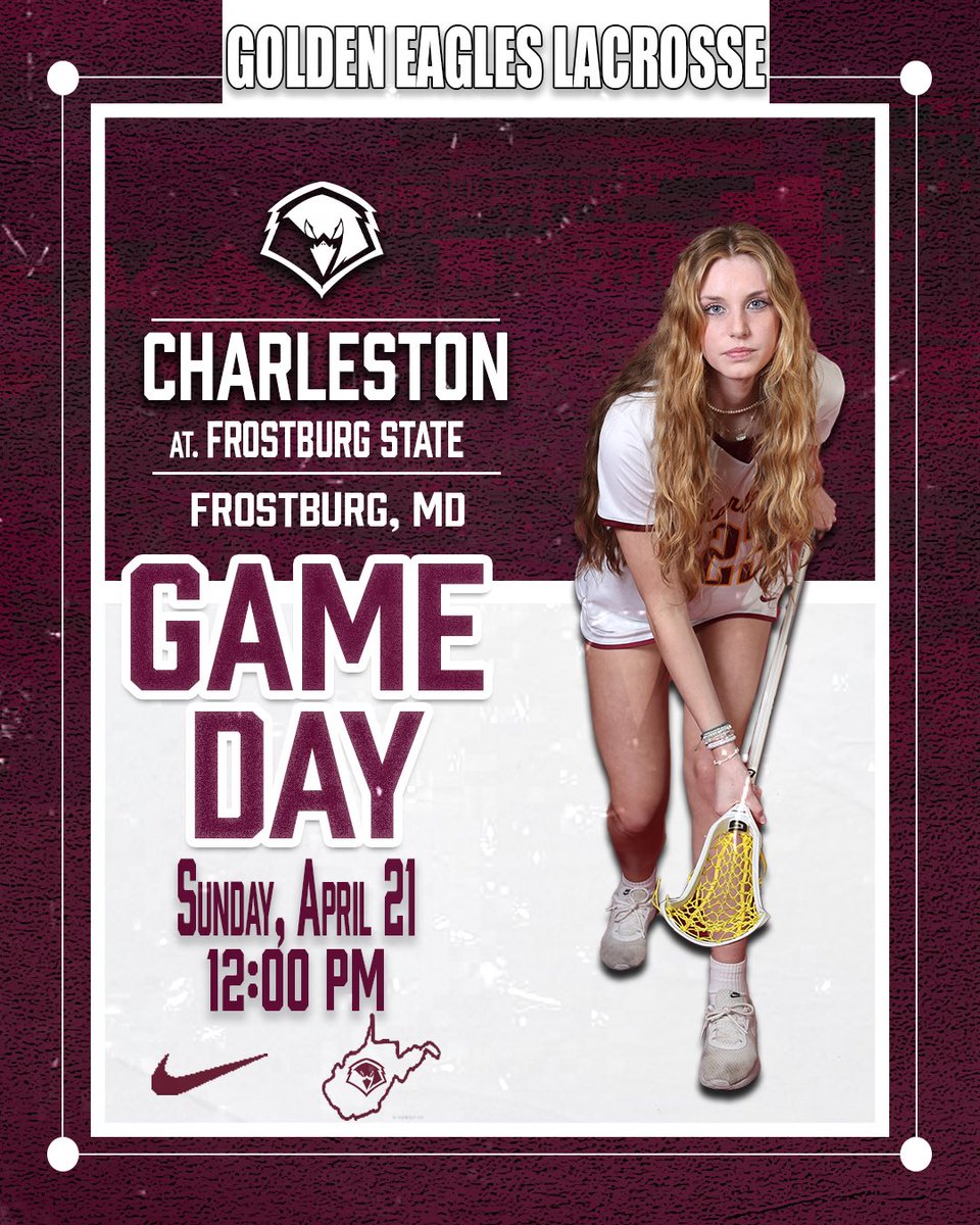 🥍 One last regular season contest for Charleston 🦅 It’s the TOP 2 teams in the Mountain East Conference squaring off at high noon 😤 🆚 Frostburg State 📍 Frostburg, MD ⌚️ 12:00 PM 📊 frostburgsports.com/sidearmstats/w… 📺 mountaineast.tv/?B=777456 #WingsUp