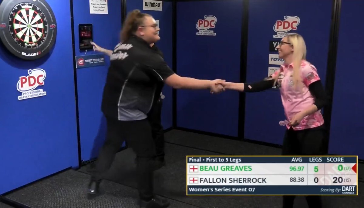 🏴󠁧󠁢󠁥󠁮󠁧󠁿 BEAU GREAVES WINS WOMENS SERIES TITLE 07! 🏆 Route to the title.. ✅ Laura van den Berg 4-0 ✅ Samantha Lewis 4-0 ✅ Chelsea Campbell 4-0 ✅ Lisa Ashton 4-0 ✅ Wendy Reinstadler 5-0 ✅ Robyn Byrne 5-0 ✅ Fallon Sherrock 5-0 Congratulations Beau! 👏 31 STRAIGHT LEGS! 😮