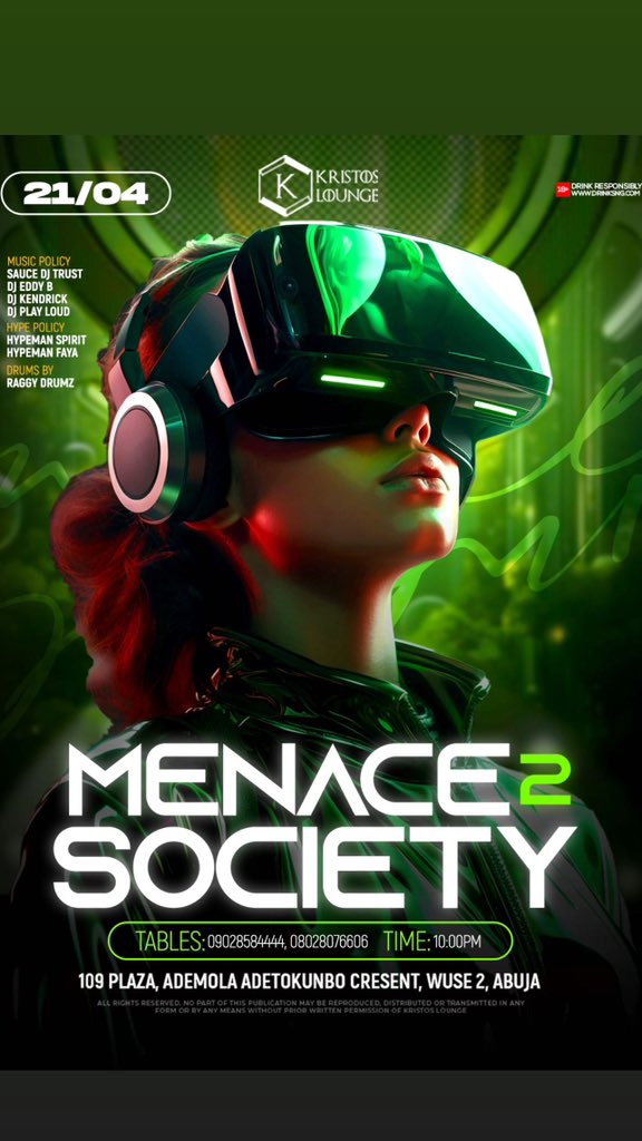 Here, in this sanctuary of rebellion, authenticity reigns supreme, and conformity is but a distant memory. So shed the masks society imposes, revealing your true selves in all your unapologetic glory. MENACE TO SOCIETY For Booking & Reservations 08028076606 @Hennessy @CirocNGR