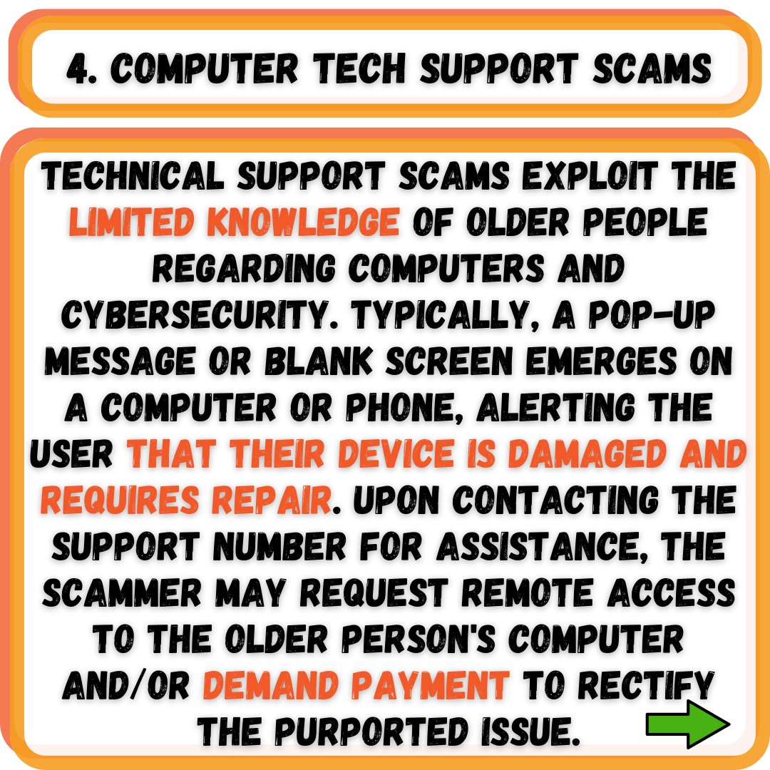 TheSenRep's tweet photo. - Every Thursday: Techno Tips For Elders -
🧐Top 5 Financial Scams Targeting Older Adults💥
.
#TechnoTips
#TechnologyForElders
.
➡️ Be sure to like and follow us for more!
#TSR #TheSeniorReport #SeniorLiving #SeniorLife
1/2 https://t.co/X9tAMR9KNr