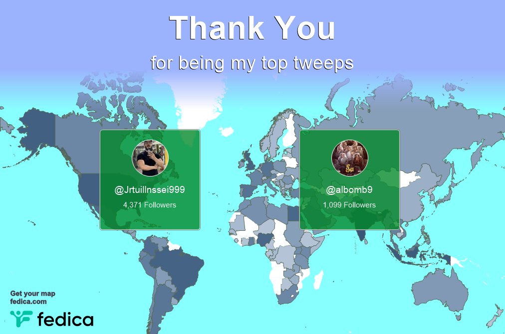 Special thanks to my top new tweeps this week @Jrtuillnssei999, @albomb9 :)