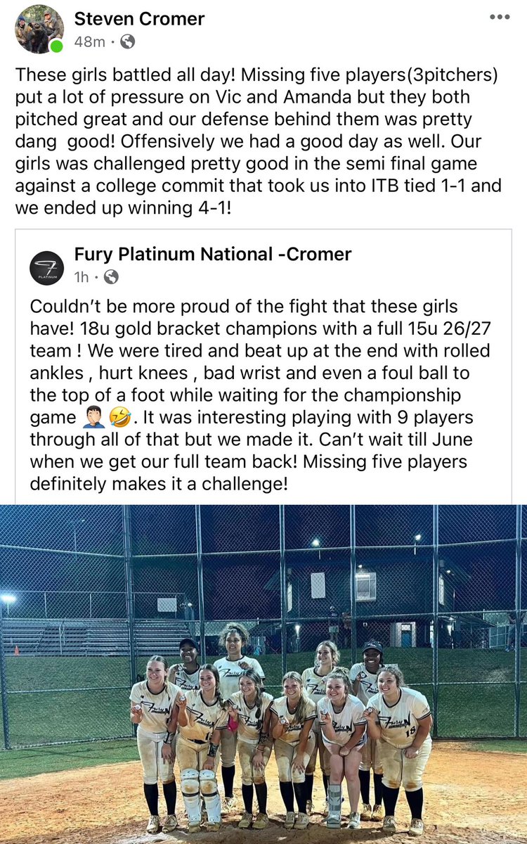 JaidaP2026's tweet photo. Couldn’t be more proud of this team!!! We battled 9 strong all day! Came out champs! ~LeadOff Batter #softballrecruit #classof26 #softball #slaphit #speed #leadoff https://t.co/mvIfL6finz