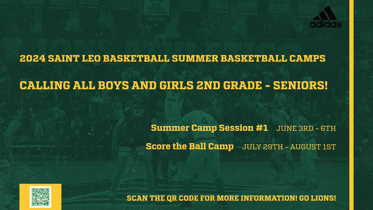 Looking for Summer Basketball Camps?! We got you covered 🦁

Summer Camp Session 1: June 3rd - 6th

Summer Camp Session 2 (Score the Ball Camp): July 29th - August 1st

Register Today: bit.ly/3NyLAGs