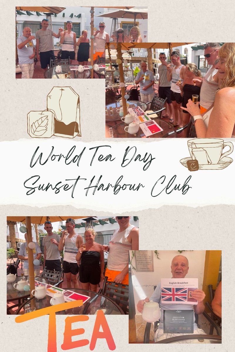 #SunsetHarbourClub celebrating #WorldTeaDay with a special fun activity: blindfold tasting of tasty herbal teas! Congratulatios to the winner: prized with a box full of natural teas! #ownerandmembers @Radha_dadlani @RachelDemmy @ADodger52 @lourdesGober