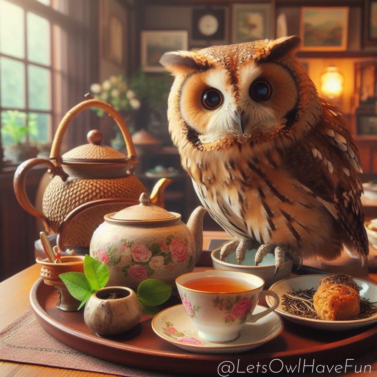 April 21 is National Tea Day!
Steep and drink up!
…
#nationalteaday #tea #earlgreycream #LifeSoDaily #LetsOwlHaveFun #AIart #owl #owls #birds #birdsofprey #greathornedowl #allsmiles #funandgames #fun #lifesodaily #emotionalhealth