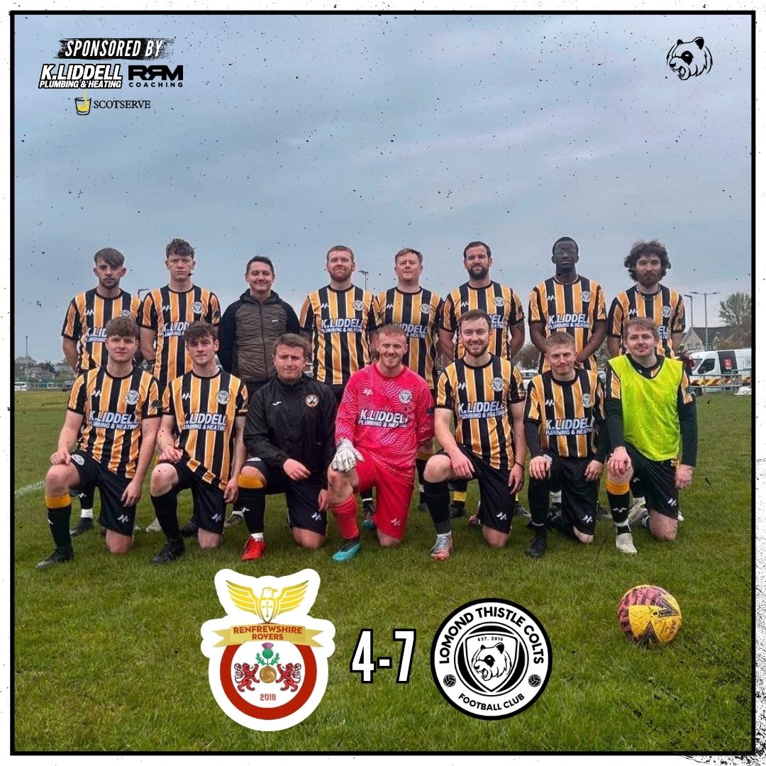 LTColtsFC's tweet photo. FULL TIME | Renfrew 4-7 LT Colts

The Colts secured a decisive 7-4 win over the Rovers in the season's final league game. Despite an early-season loss, they demonstrated resilience and growth, concluding the season on a high! 🐼⚫🟡

MOTM | Grant Mclay 🌟 https://t.co/VgjEP3ViKE