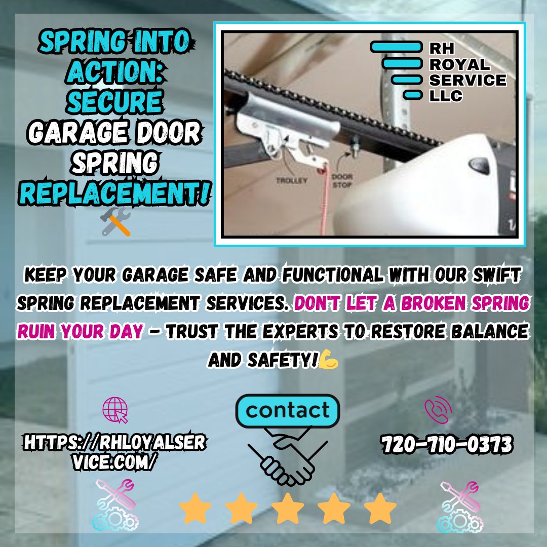 rh_royalservice's tweet photo. 🚪⚙️Don't Let a Broken Spring Spoil Your Day! Experience smooth garage door operation again with our expert spring replacement services. Safety and efficiency guaranteed!💥
#SpringReplacement #GarageSafety #SmoothOperation #CustomerFirst #RHRoyalService #HomeUpgrade #DenverHomes https://t.co/3wBV15md0F