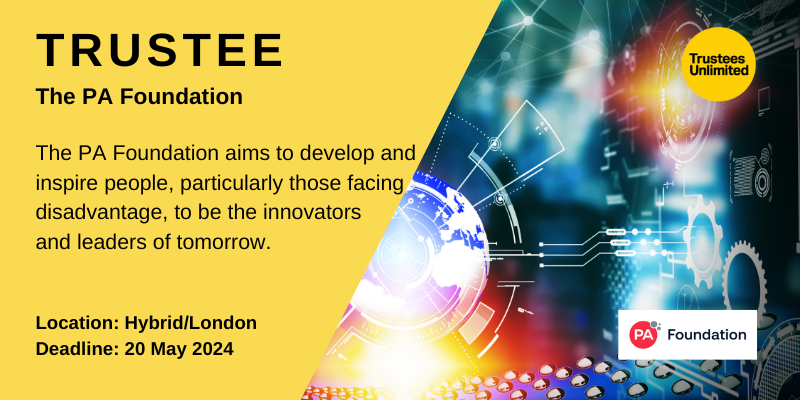 ** NEW INDEPENDENT TRUSTEE ROLE **

The PA Foundation
 #PAConsulting 

Deadline: 20  May 2024

More info: ow.ly/Pll850RiRM7

#Leadership #Governance #CharityTrustee #TrusteeRole #Trustee #GoodGovernance #Charity #CharityRole #CharityJob #BoardMember #IndependentTrustee