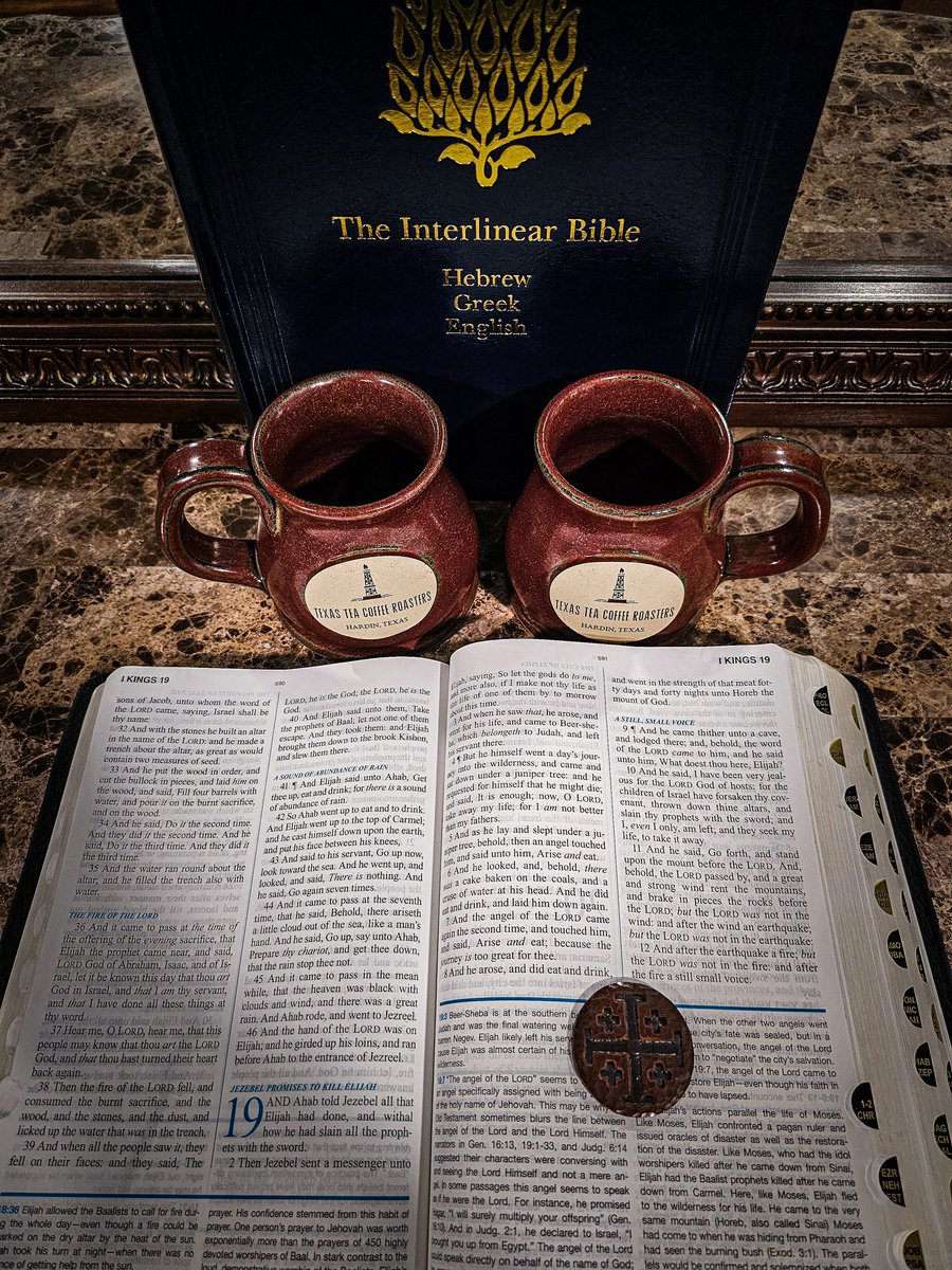 TexasTeaCoffee's tweet photo. When the trials of life get you down (as shown here, even the best of us can be discouraged), the Lord may not appear in any boisterous means, but listen for that still small voice in prayer. 
#CoffeeandtheWord #coffeeandreading #Sundaymornings #Scripture https://t.co/xwPSsUWLWb