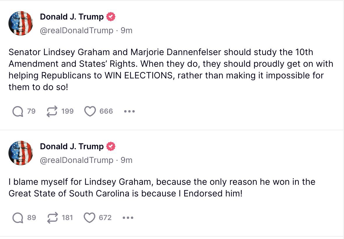 It takes more than a few mean Trump Truths on abortion to lose Lindsey’s sycophancy