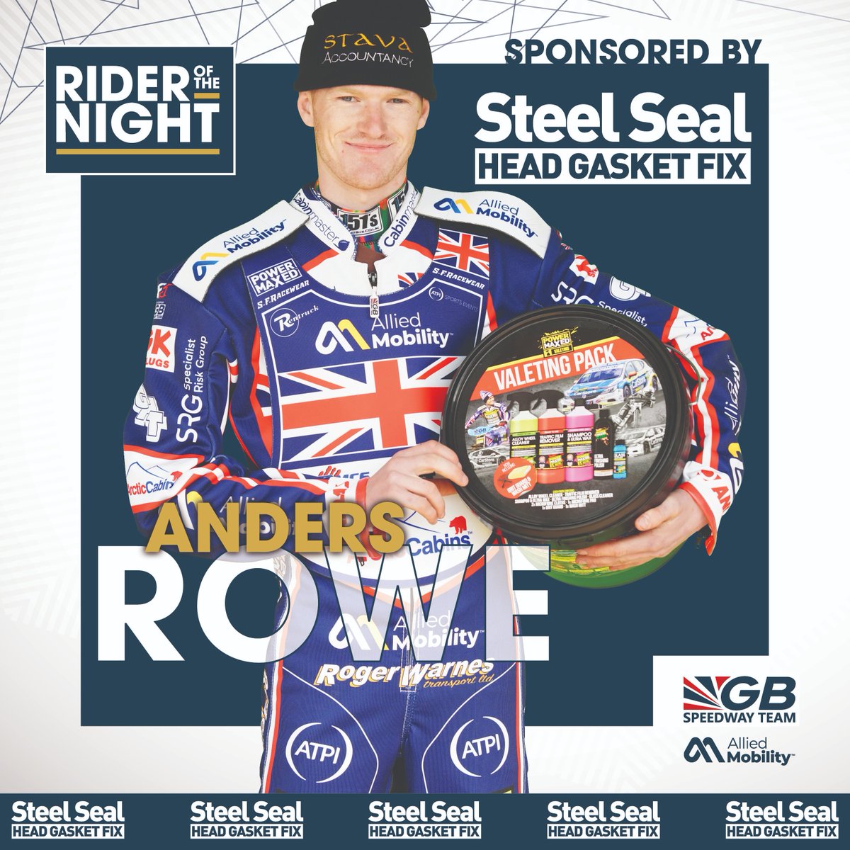 🇬🇧 Great Britain’s FIME U23 Semi-Final @Steelsealuk ‘Rider of the Night’ Presented by @PowerMaxedUK is @AndersRowe111! Bought to you by: giantcashbonanza.online/gbspeedway/ @alliedmobility @ArcticCabinsLtd @Cabin_Master @RogerWarnes @ATPI_Travel @PowerMaxedUK @Steelsealuk @fuchs_silkolene…