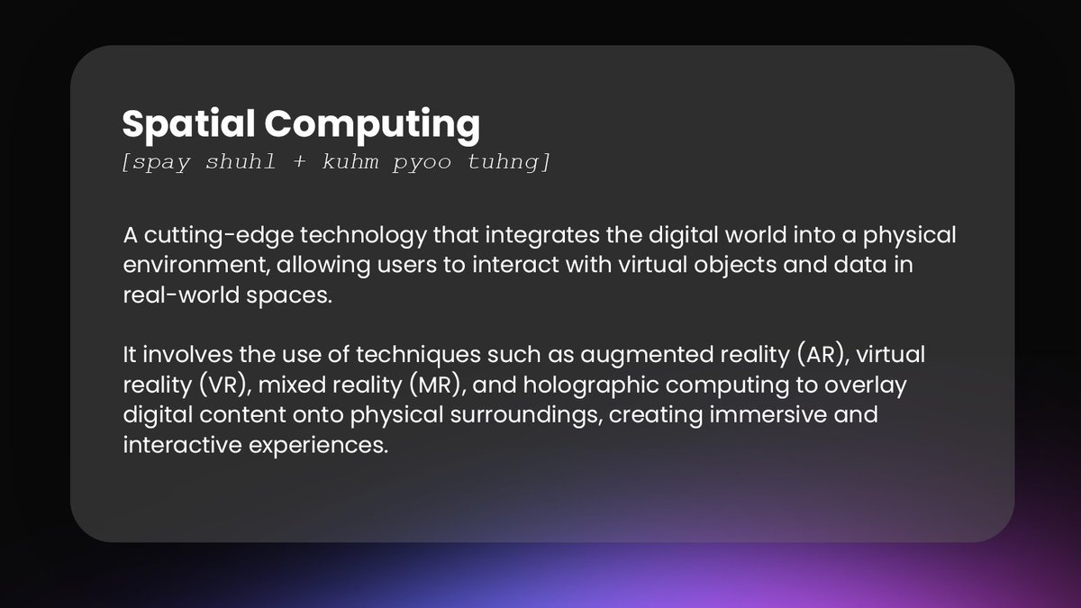 Ever wondered about Spatial Computing? Let's dive into what it means together! 💡 #SpatialComputing #TechExploration #innovation #virtualreality #augmentedreality #mixedreality