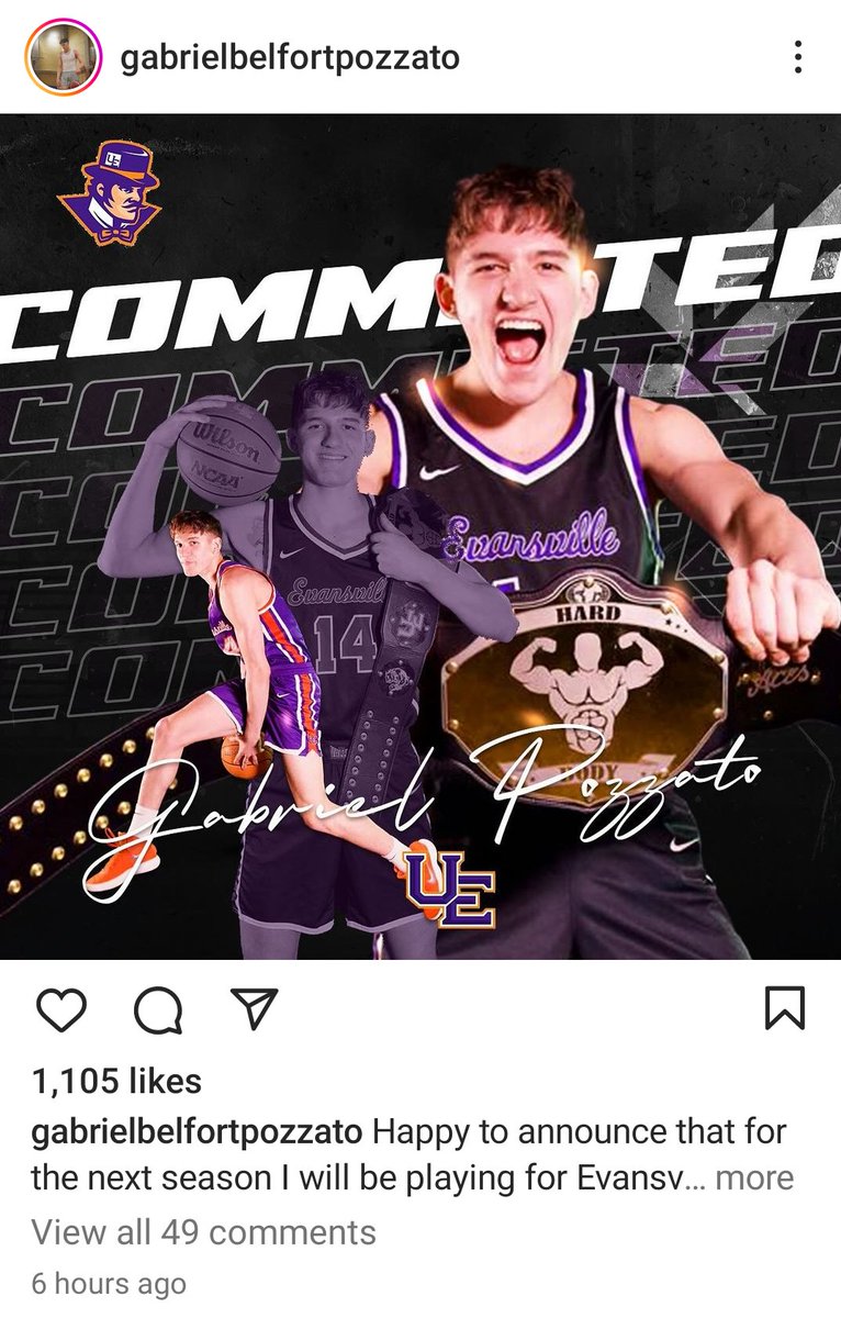 The first commitment! Let's go! Welcome to Evansville. Gabriel!