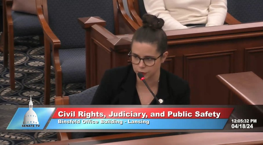 Senate Civil Rights, Judiciary, & Public Safety Cmte voted to report HB 4718. @LPohutsky19 's bill would prohibit the LGBTQ+ “panic” defense and make MI the 19th state to ban using an individual's sexual orientation or gender identity to justify or excuse acts of violence. #MILeg