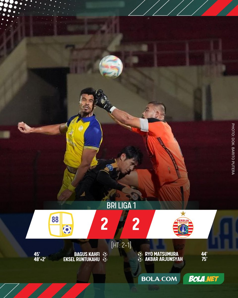 bolacomID's tweet photo. FT: Barito Putera 2-2 Persija | Poss: 54%-46% | Shots on Target: 9-2 | Fouls: 15-14
FT:Borneo FC 1-2 Arema FC | Poss: 68%-32% | Shots on Target: 7-5 | Fouls: 10-16
Komentar kalian untuk kedua laga malam ini?
#BolacomID #BLCENG #BRILiga1 https://t.co/Yrp0zchDzE
