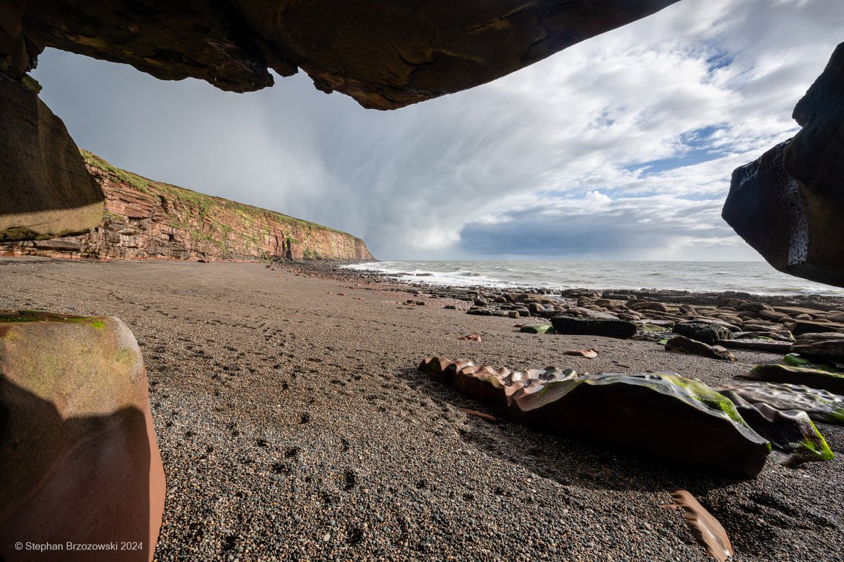 Passing squall - a cave's-eye view #Cumbria #coast #weather