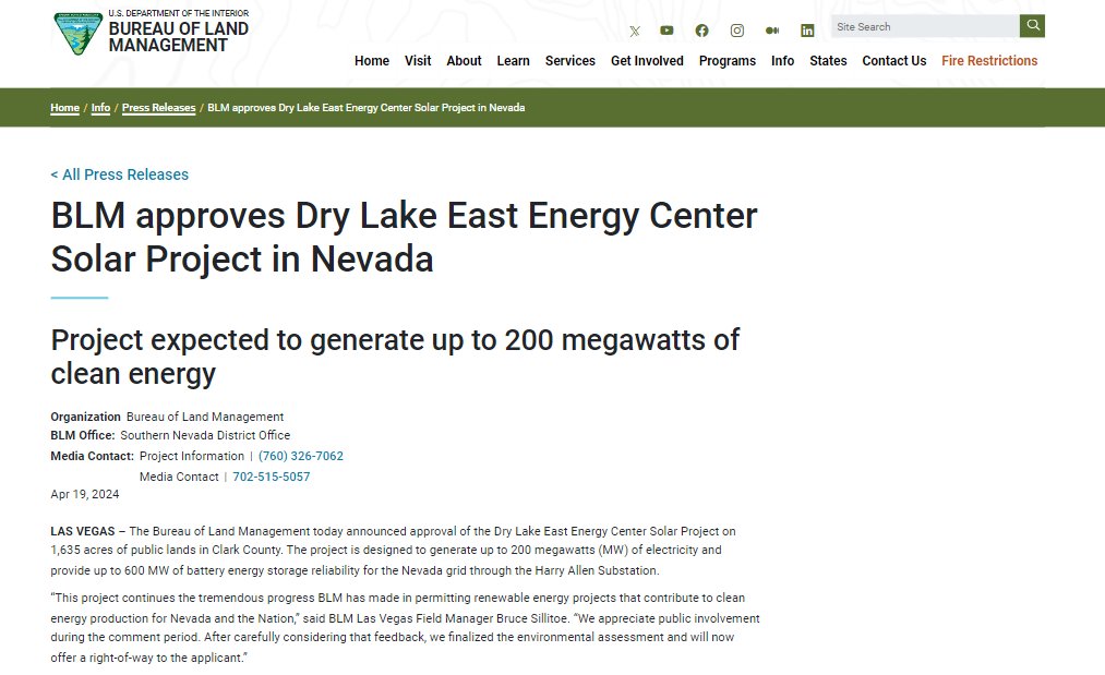Dry Lake East Energy Center The project will impact bighorn sheep, Gila monster, desert tortoise and even Mojave fringe-toed lizards recently found in the area. BLM refused to even scale it back for wildlife. blm.gov/press-release/…