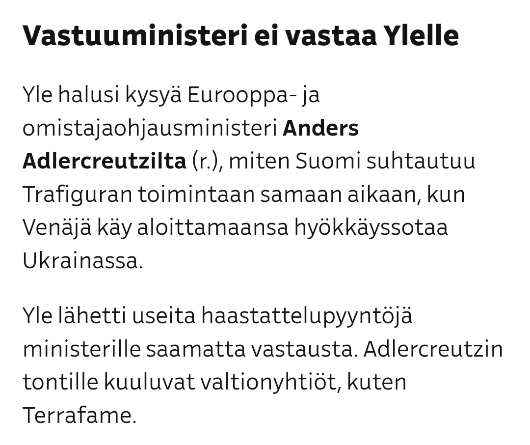 Tämä on todella ongelmallista ettei @adleande vastaa haastattelupyyntöihin. Mutta onhan tämäkin suoraa jatkumoa @sfprkp ministerien moraaliselle alamäelle.