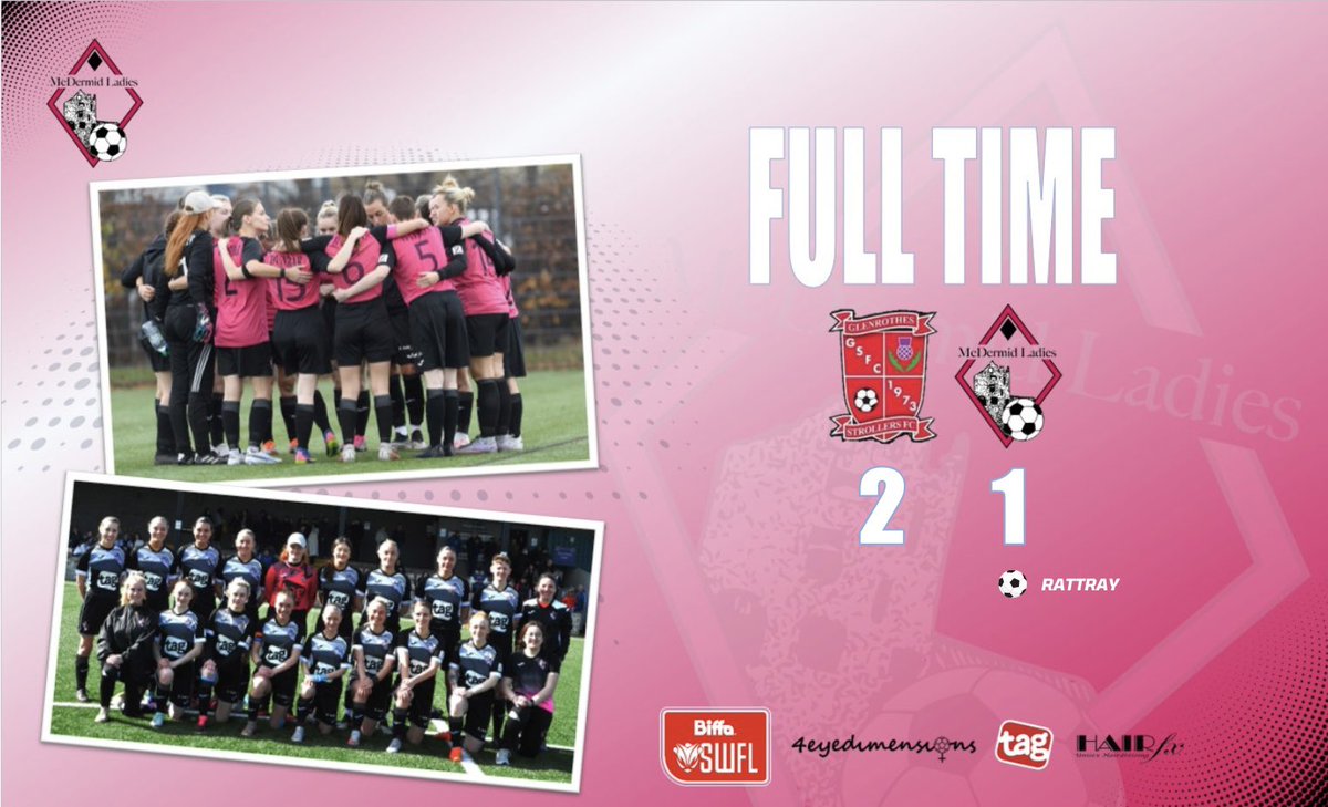 It wasn’t to be today as McDermid Ladies lost out by a single goal in the SWFL League Cup Final. 

Congratulations to Glenrothes Strollers and well done to the full team for an amazing journey. 

Thank you to our wonderful support today. Much appreciated by us all ⚽️🤍