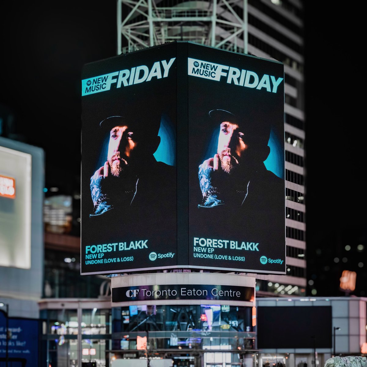 UNREAL!!!!!! Spotify put my face on a billboard in downtown Toronto!!! Listen to my new EP, “Undone” (love & loss) now on @Spotify