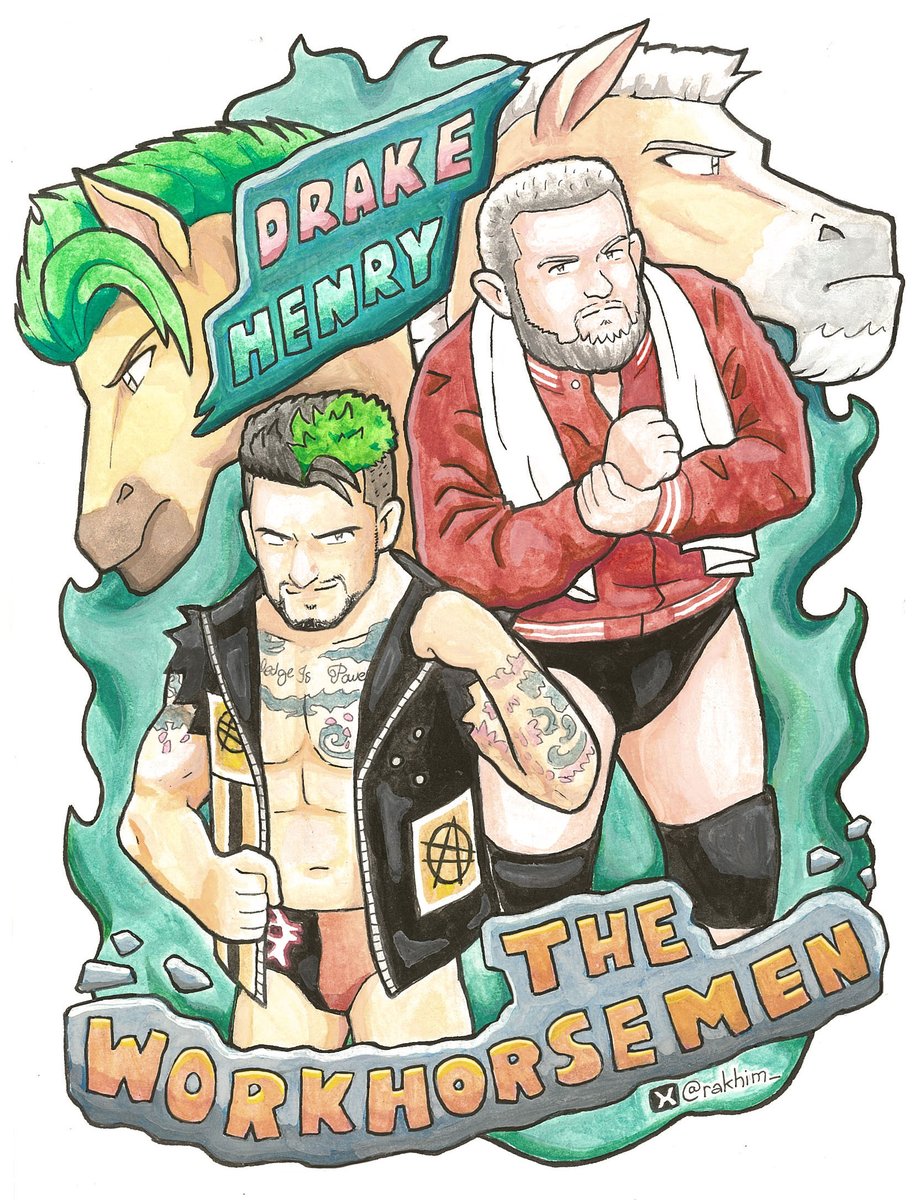 Just finished drawing my favorite tag team @RealJDDrake and @Antnyhenry. Can't wait to see you two back in action! #fanart #workhorsemen #jddrake #anthonyhenry