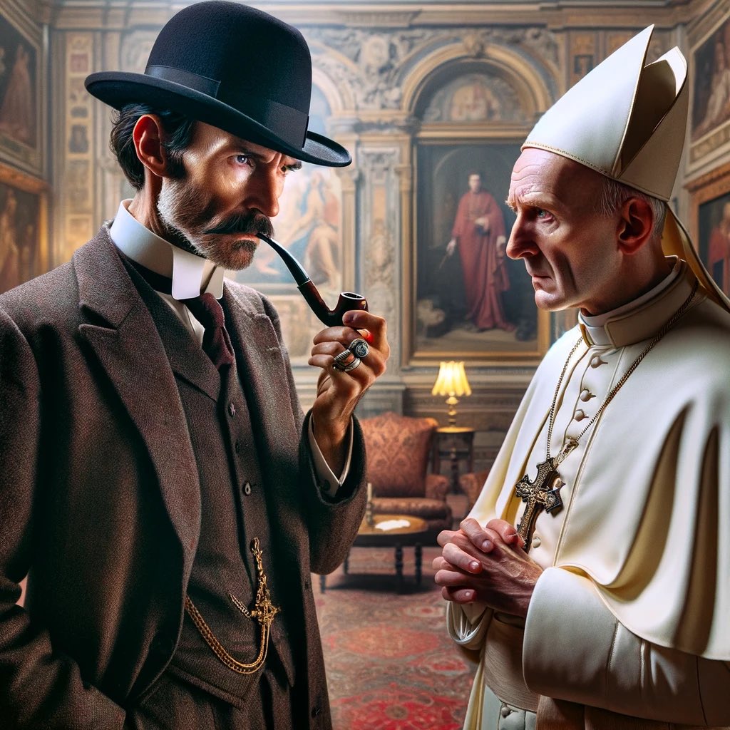 Sherlock Holmes twice undertook assignments for Pope Leo XIII: “the little affair of the Vatican cameos” and “the sudden death of Cardinal Tosca.”  Pope Leo is the only client who engaged Holmes more than once.