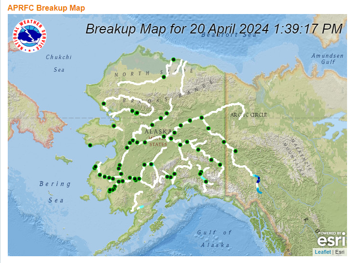 The latest Breakup Outlook has been posted! We are starting to see some signs of melting along the rivers. Our office has shifted to 'open water' hours. Keep up to date here: weather.gov/media/aprfc/Br… Feel free to reply with comments or questions. #akwx #floodaware