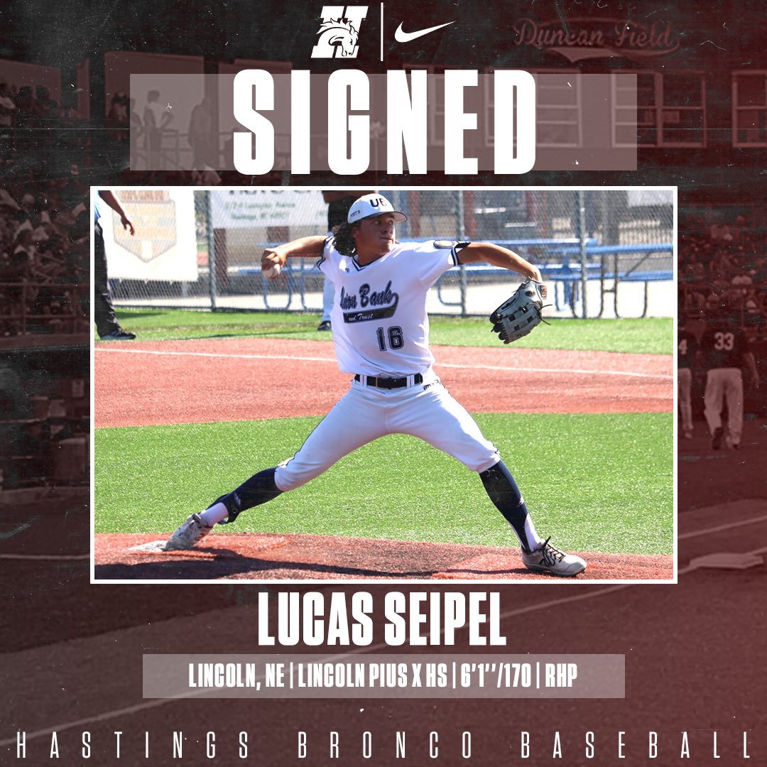 ✍️SIGNED! ➡️ Lucas Seipel
🏠Lincoln, NE
📐6-1, 170lbs
⚾️RHP
Welcome to the Bronco Family!
#GDTBAB | #SaddleUp