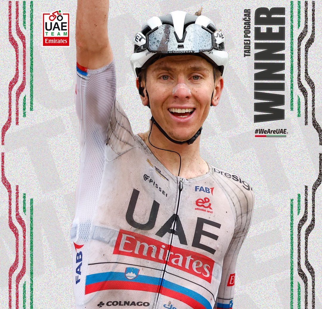 🏆 <a href="/TamauPogi/">Tadej Pogačar</a> dominates Liège-Bastogne-Liège!

🥳 The Slovenian champion storms through the final 34km solo to win #LBL 🇧🇪.

Awesome job, Tadej🙌🙌🙌

#UAETeamEmirates #WeAreUAE