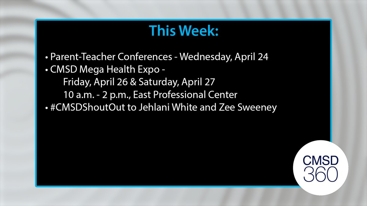 Check out CMSD 360 for happenings around the District during the week of April 21! youtu.be/j0xNFGsIy2E