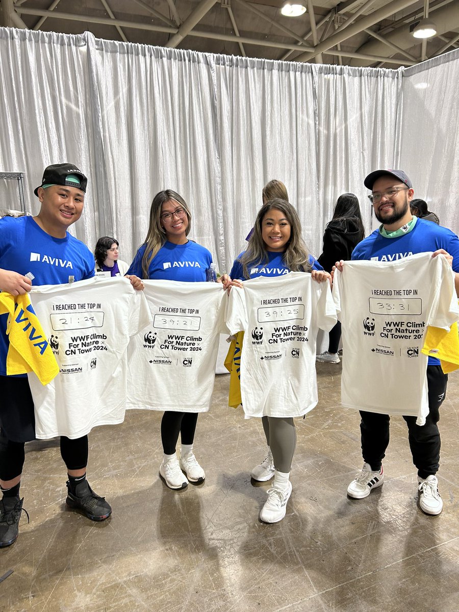 AvivaCanada's tweet photo. Team Aviva is back at the @TourCNTower for WWF-Canada’s #Climbfornature! With a crew of 120+ climbers here today, we raised a total of $22,000 in support of @WWFCanada work to restore and protect nature, and reverse biodiversity loss. https://t.co/A74hYmPD4o