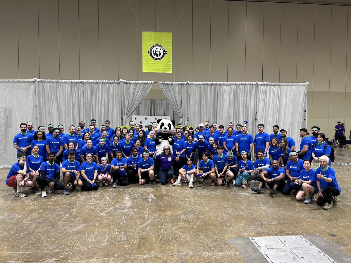 AvivaCanada's tweet photo. Team Aviva is back at the @TourCNTower for WWF-Canada’s #Climbfornature! With a crew of 120+ climbers here today, we raised a total of $22,000 in support of @WWFCanada work to restore and protect nature, and reverse biodiversity loss. https://t.co/A74hYmPD4o