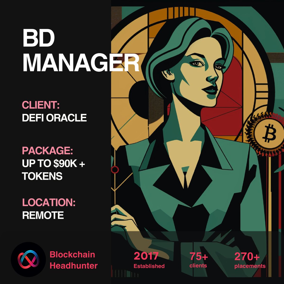 📣 Position: Business Development Manager - blockchainheadhunter.com/jobs/Business-… 💾 Client: Decentralized Defi Oracle 💰 Compensation: $60 - 90k Base + Tokens 🌍 Location: Remote