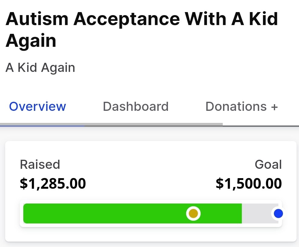 gameforautism's tweet photo. Day 21! We are at $1285 raised for @akidagain 

Thank you all for your support!

If you would like to donate to the awesome organization the link is in our bio! https://t.co/9AfbvY0RsR