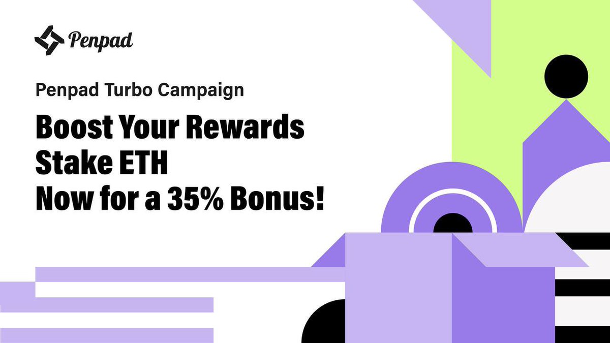 🚀Get ready for the Penpad Point Turbo Reward Campaign! 

🗓️From April 22nd to May 4th, boost your rewards like never before. 

⚡️Stake ETH for a massive 35% point bonus! Already staked? Enjoy a 20% bonus for your loyalty!

Don’t miss out!

#Penpad #CryptoRewards #PDD