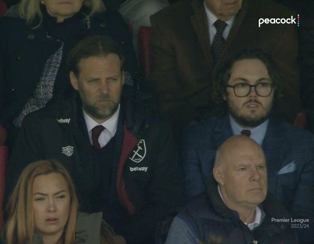 West Ham Technical Director Tim Steidten watches in horror from Selhurst Park as the Hammers go 4-0 down after 30 minutes
