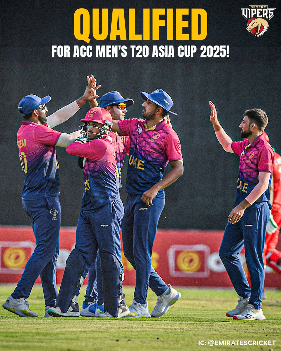 Next stop 📍 ACC MEN'S T20 ASIA CUP 2025 🤩 A 🔝 performance by our boys in the ACC Men's T20 Asia Cup Oman 2024 final as we beat Oman by 55 runs. Congratulations, boys! 🙌 #DesertVipers #FangsOut