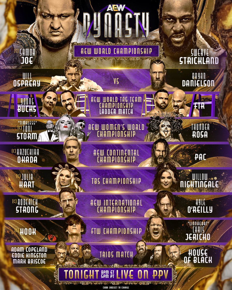 Who will build their Dynasty? Order #AEWDynasty NOW and join us LIVE at 8/7c br.app.link/sdSiy8PHExb