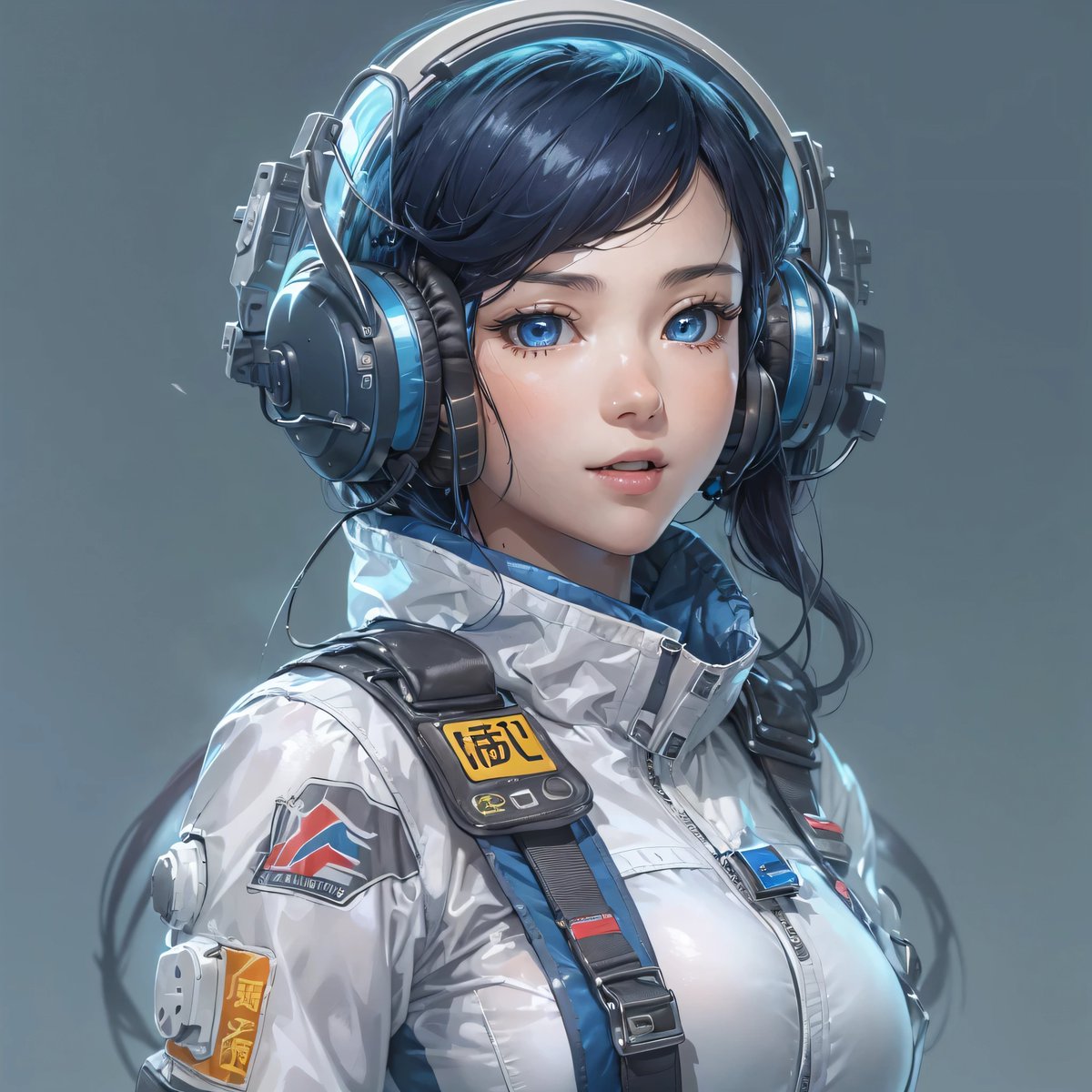 A girl pilot in a blue pilot suit.  
#BluePilotSuit
#BlueSpacePilotSuitGirls

#aiart #aiartwork #SpaceSuit #PilotSuit #AIillustration #SpaceTravel
#BluePilotSuit20240422