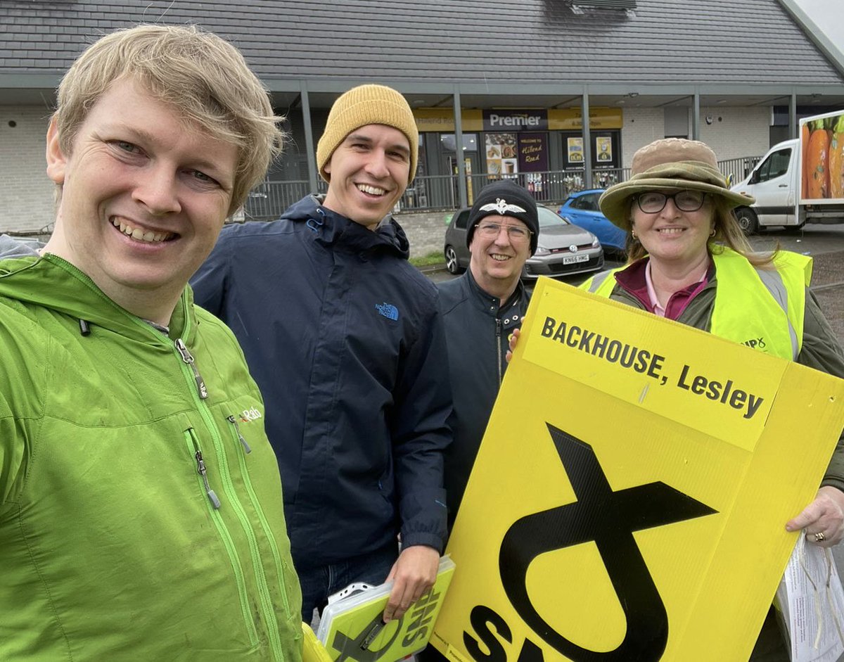 Out in Inverkeithing in the light rain, canvassing, leafletting and chatting to residents about our positive vision for an independent, fairer Scotland. #VoteSNP #ActiveSNP