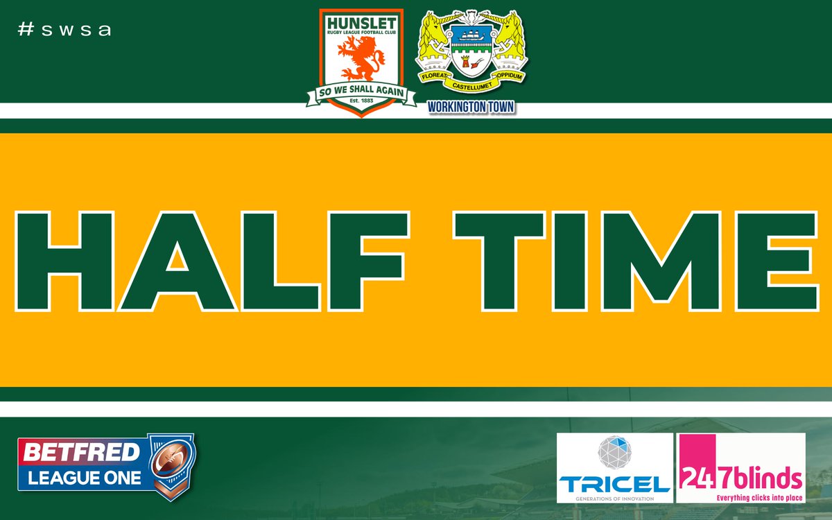 Hunslet don't want the break!! But lead at half time 18-12.