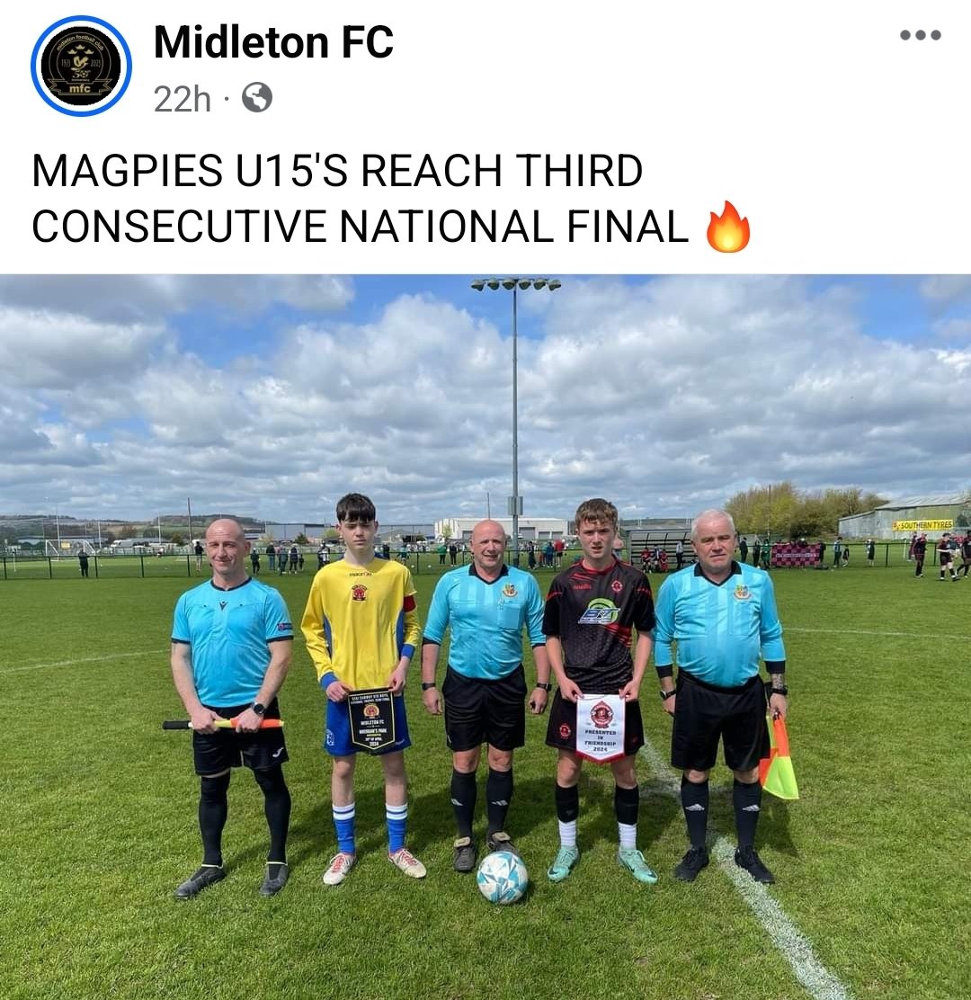 Huge congratulations to the @midleton_fc U17 and U15 sides on winning the Gussie Walsh Cup and reaching the National Trophy Final, respectively. Well done lads 👏👏👏
