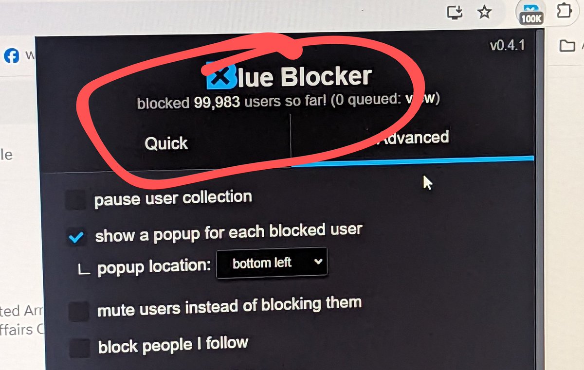 About to hit a milestone this morning. #BlockTheBlue 😁