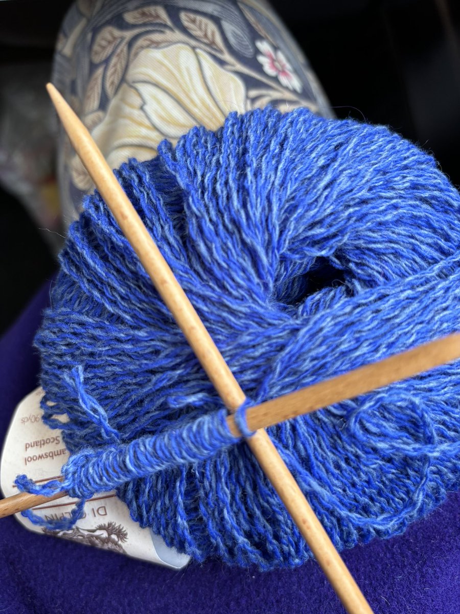 Mending in public - a bag made for me by my aunt, while on a train south to attend her funeral.  Also knitting in blue, her favourite colour, which we’ve been asked to wear tomorrow.  Today is her 100th birthday, she just missed it. 
#mendinginpublic #mendinpublicday