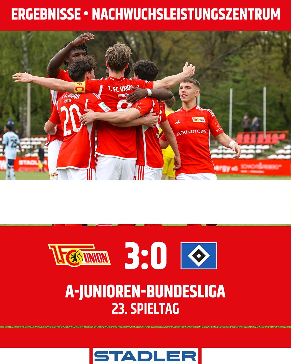 3 Tore ➡️ 3 Punkte.
Sauber, Jungs! 😍

#FCUHSV | #fcunion | #EisernerNachwuchs