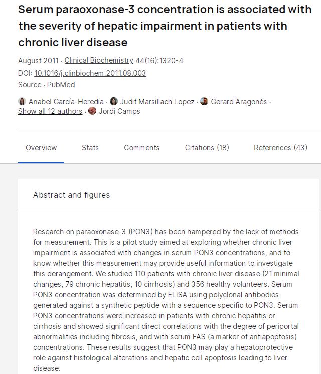 5/ Moreover, PON3 is also found to be associated with liver function (see below). PON3 was also found to be a predictor in a study by @mhornig  et. al . The study can be found here  :  ncbi.nlm.nih.gov/pmc/articles/P…