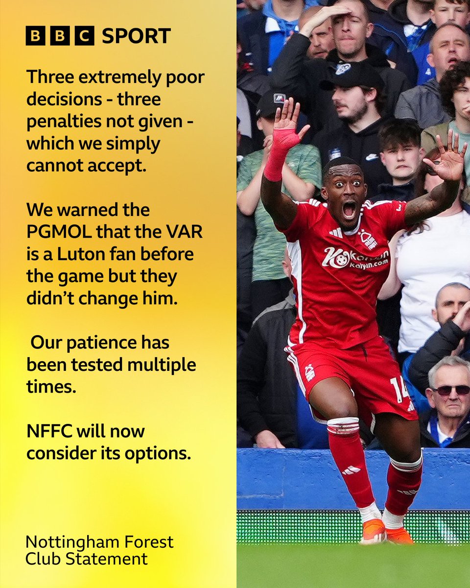 A statement from #nffc released immediately after todays defeat at Goodison Park.
