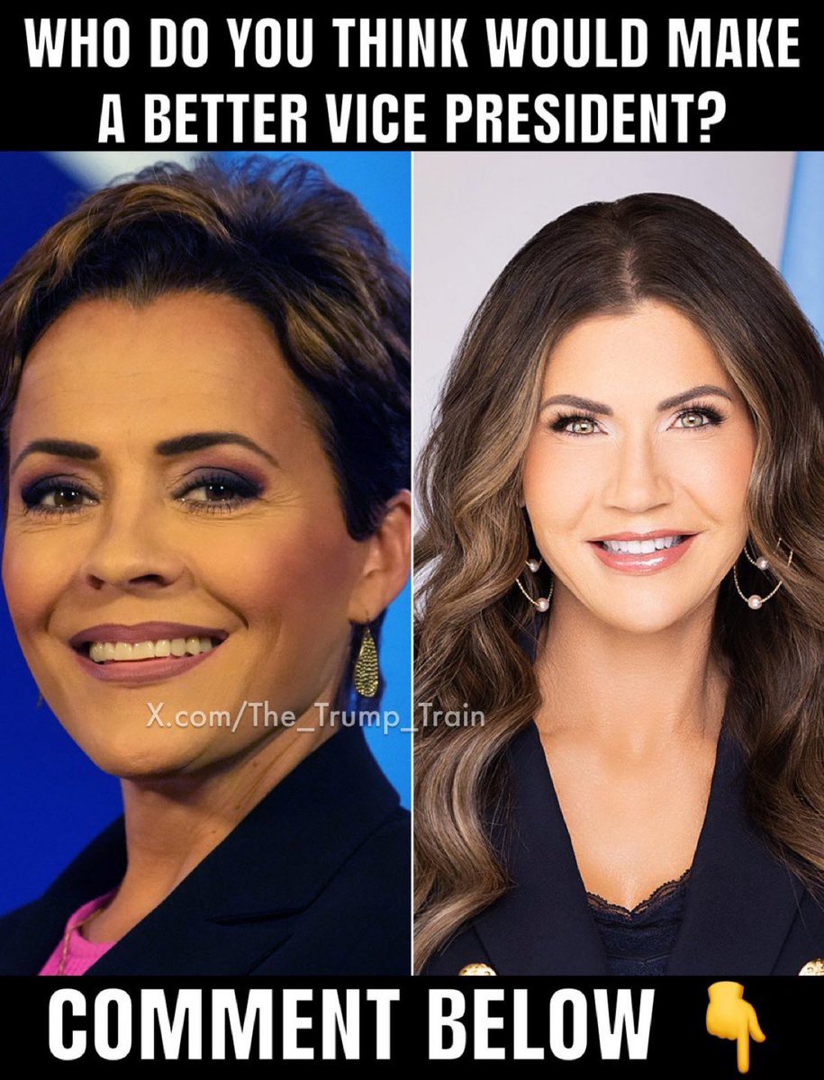 Who do you think would make a better Vice President… Kari Lake or Kristi Noem? Be honest and drop a comment below. We want to hear directly from the American people👇